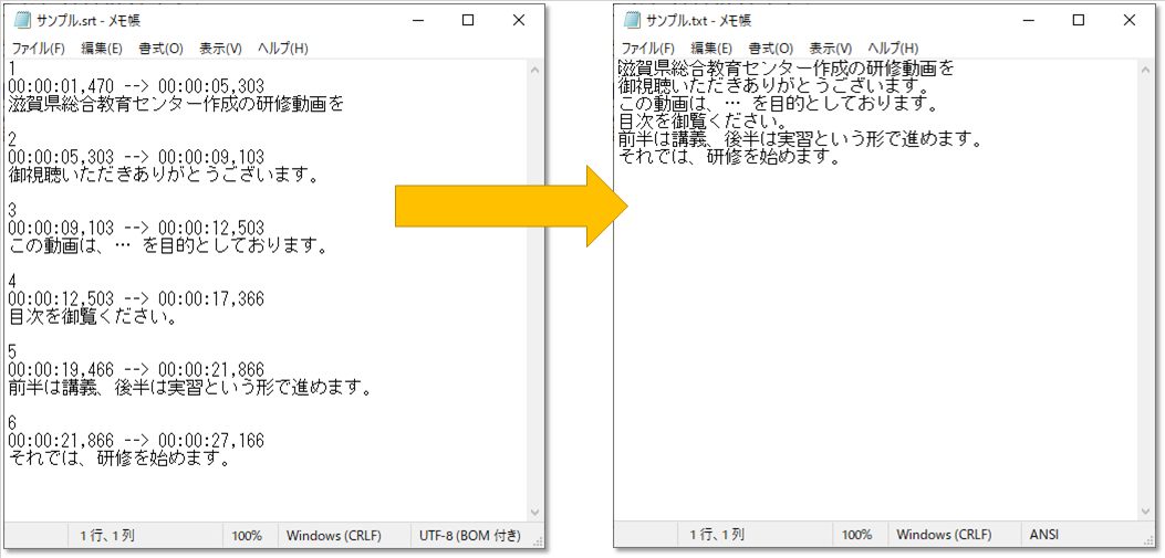 srt2txtの実行イメージ