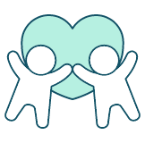 ハートの前で手を繋ぐ人のアイコン