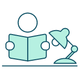 机で勉強する人のアイコン