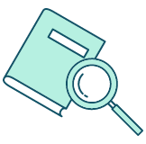 本と虫眼鏡のアイコン