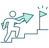 目標に向かって階段を登る人のアイコン